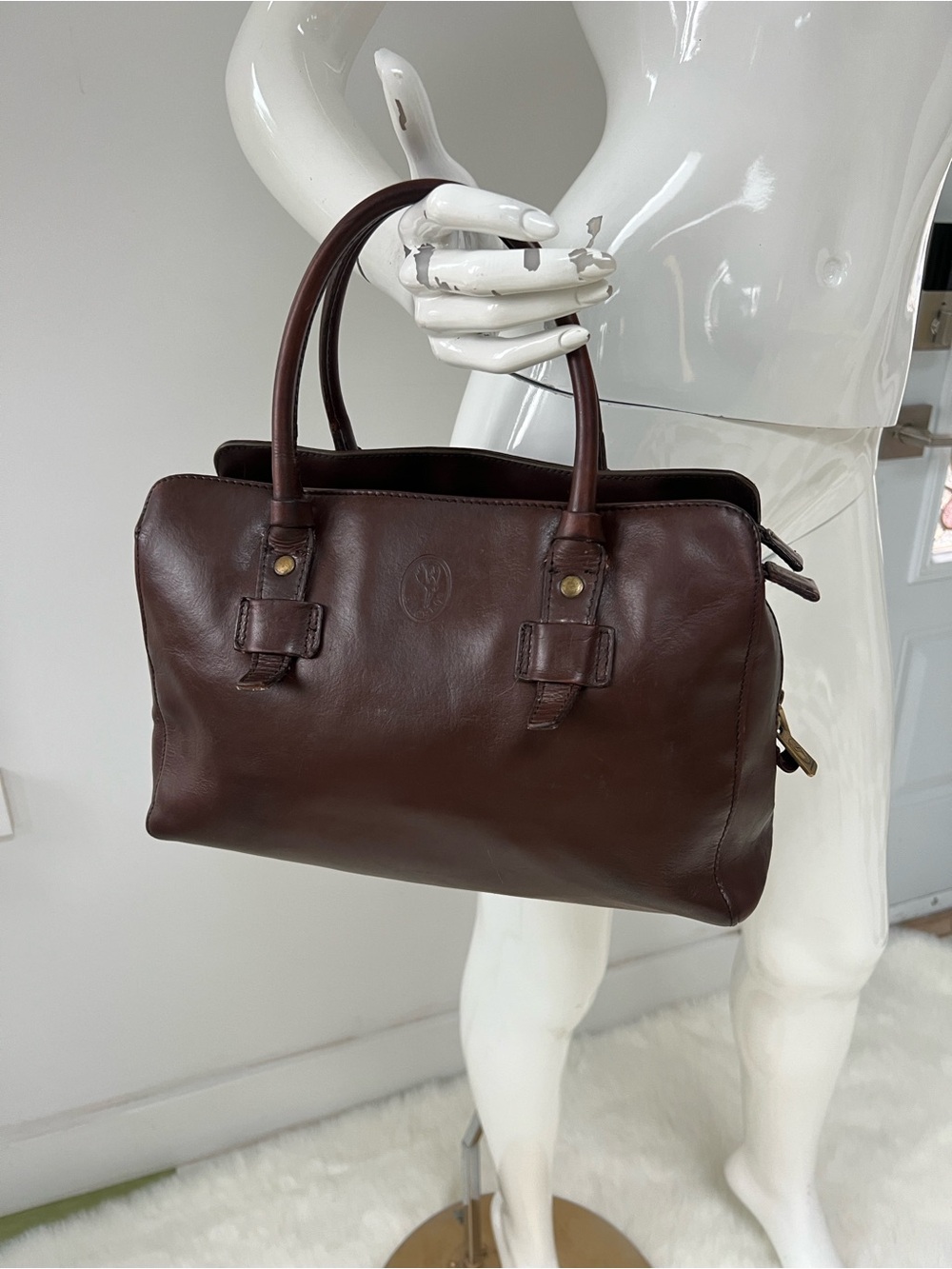Vintage Angelo Italian leather Satchel Bag luxury purses